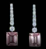 Серьги с морганитами и бриллиантами, белое золото