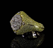 Кольцо с бриллиантами, белое и жёлтое золото