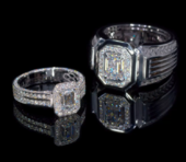 Кольцо с бриллиантами, белое золото