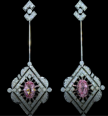 Серьги с морганитами и бриллиантами, белое золото