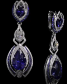 Серьги с сапфирами и бриллиантами, белое золото