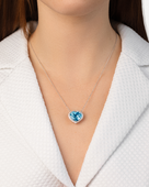 Колье с аквамарином и бриллиантами, белое золото