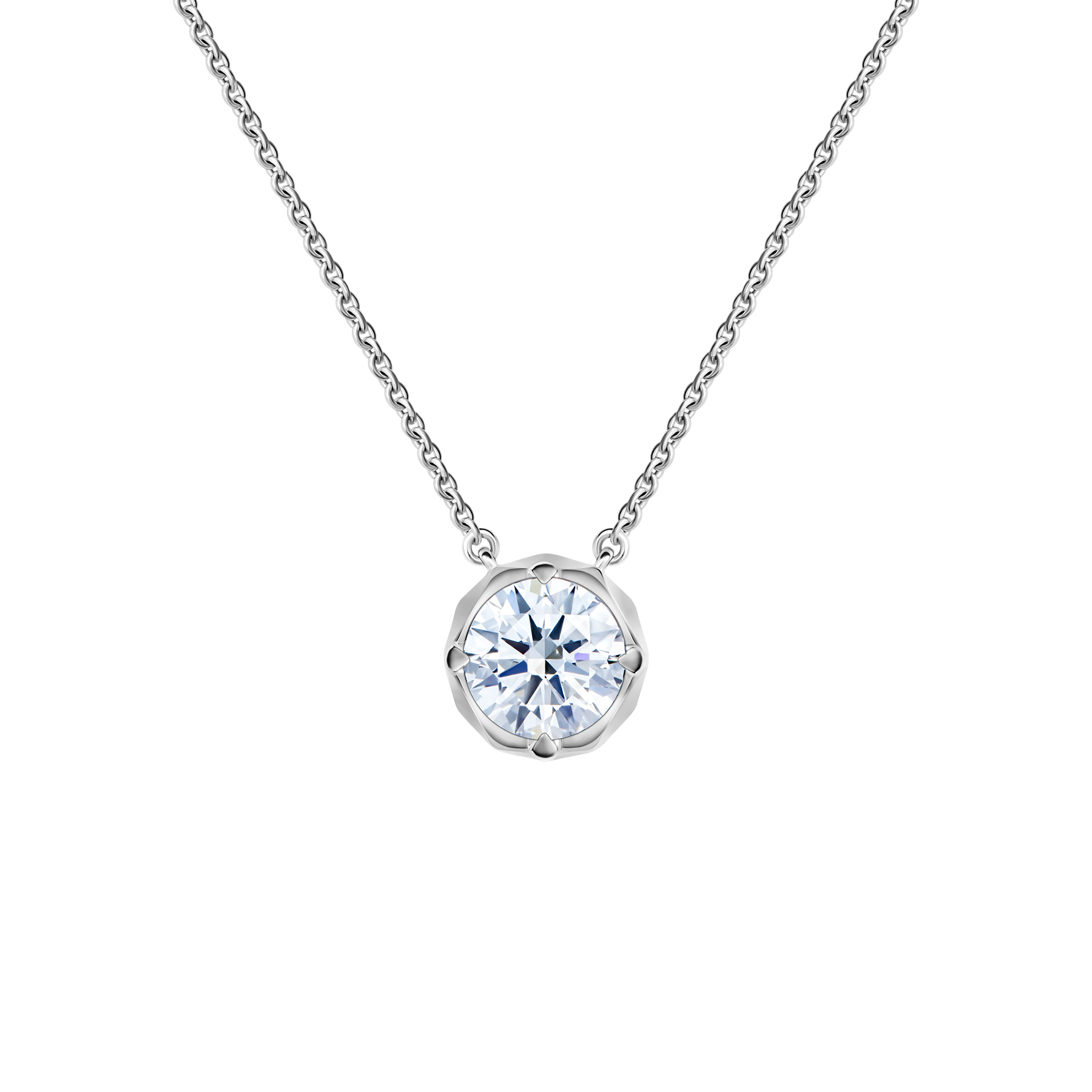 Колье с бриллиантом, белое золото