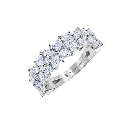 Помолвочное кольцо с бриллиантами, белое золото