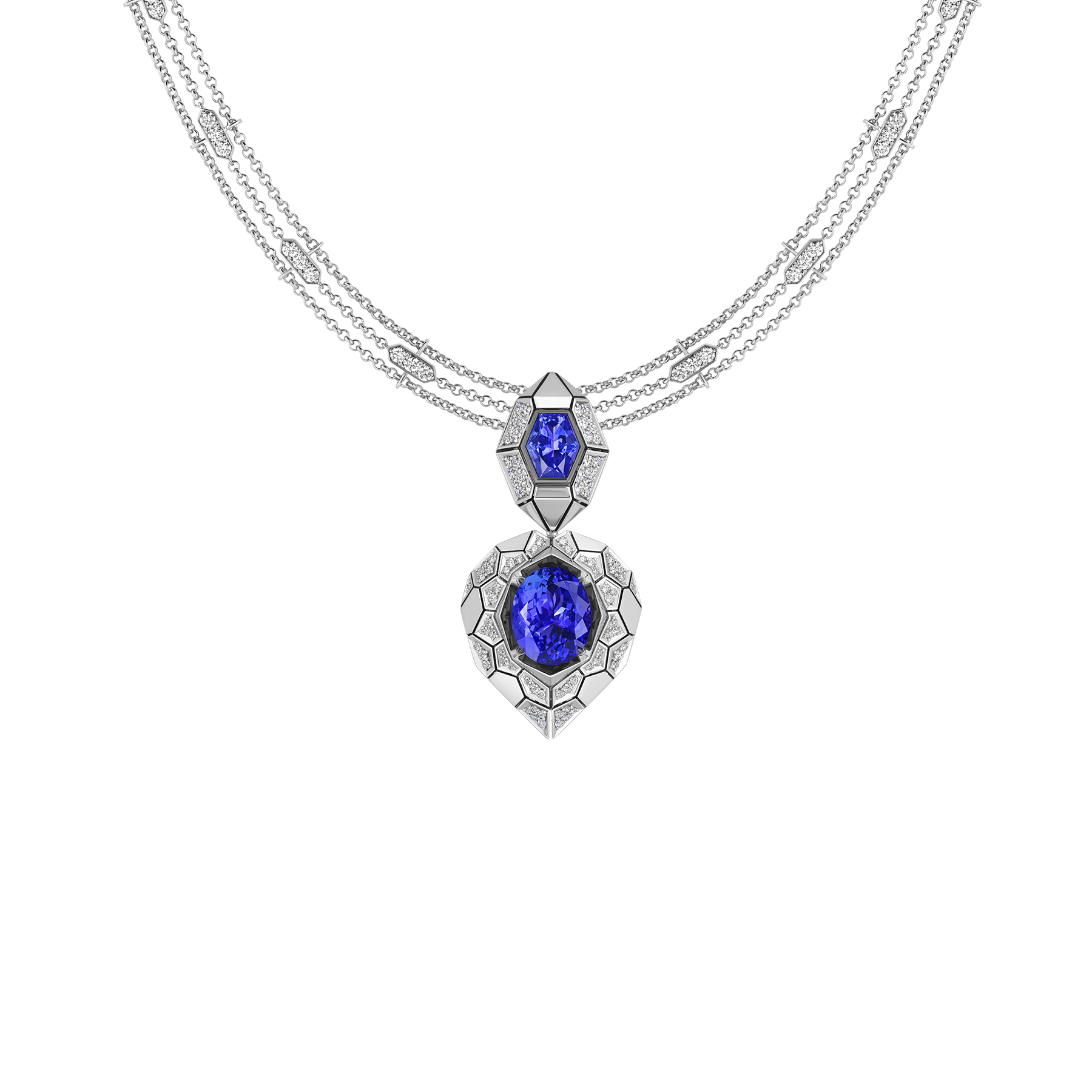 Сет с танзанитами и бриллиантами, белое золото, н.керамика