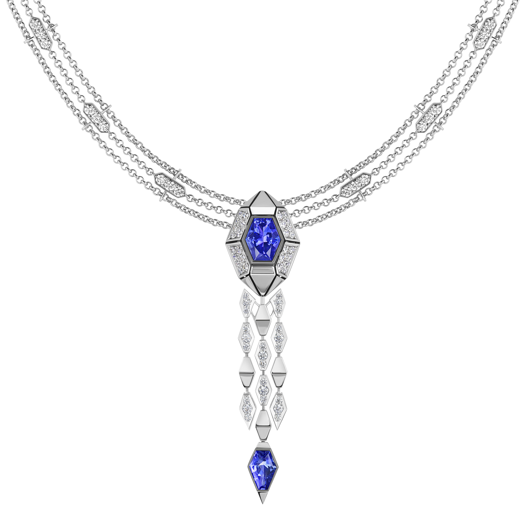 Сет с танзанитами и бриллиантами, белое золото, н.керамика