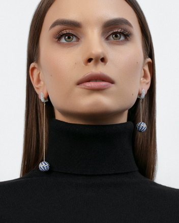 Серьги с бриллиантами и сапфирами, белое золото 4