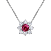 Колье с рубином и бриллиантами, белое золото