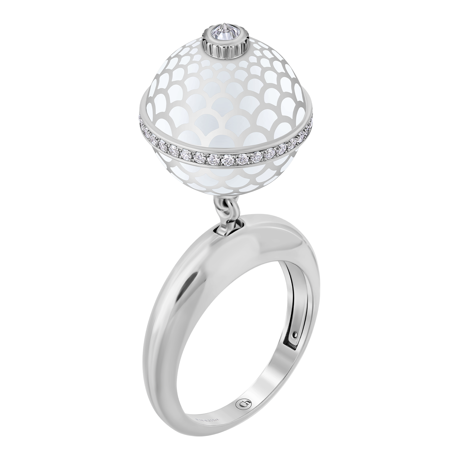 Кольцо с бриллиантами, белое золото, н.керамика