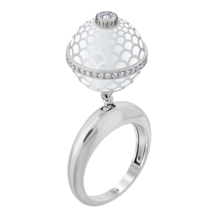 Кольцо с бриллиантами, белое золото, н.керамика