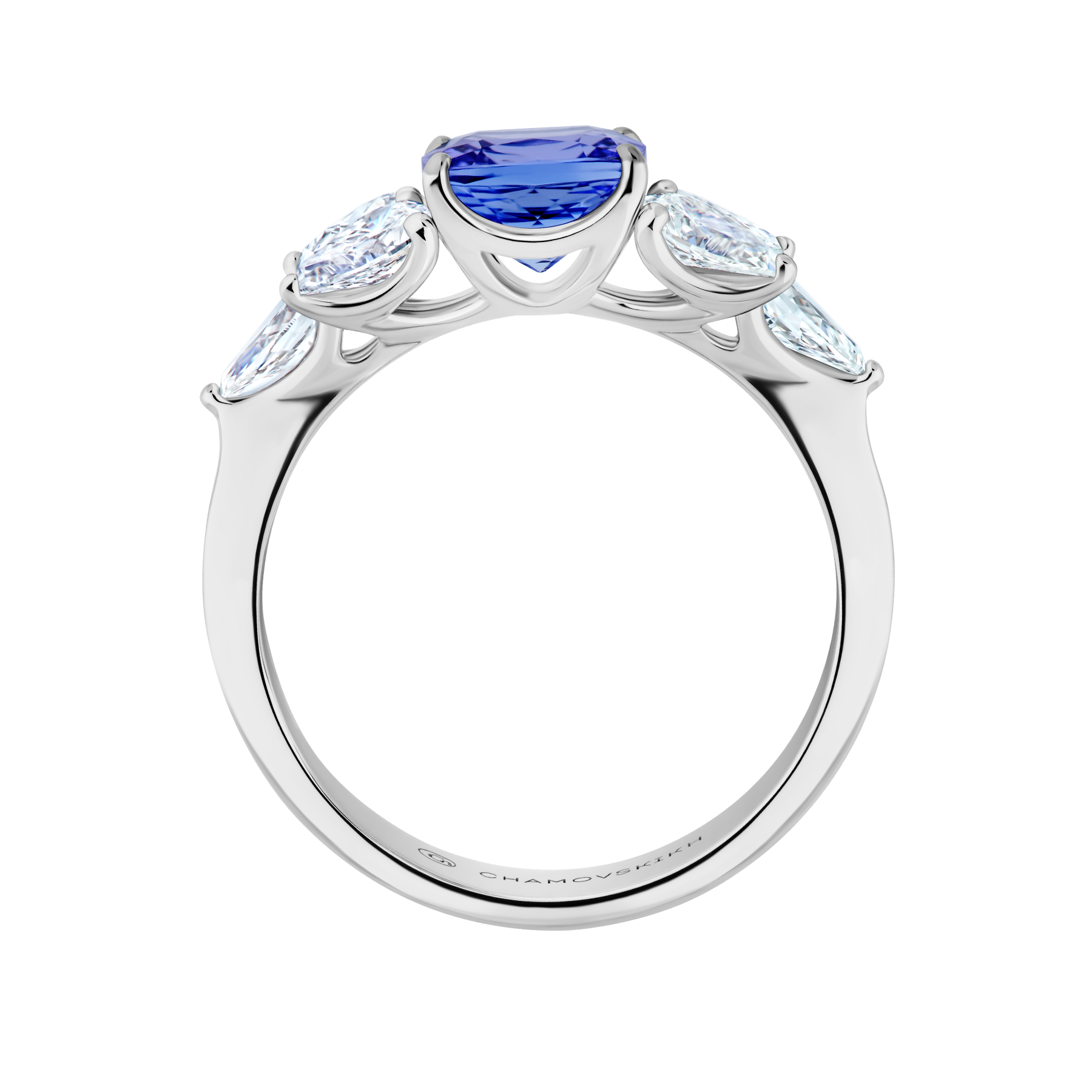 Кольцо с танзанитом и бриллиантами, белое золото