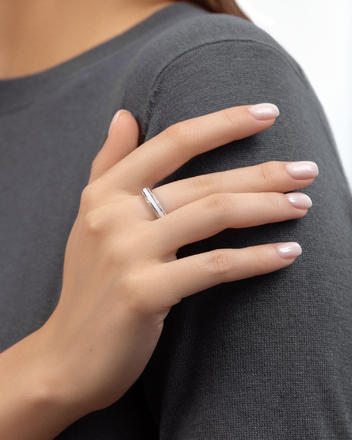 Обручальное кольцо с бриллиантами, белое золото, н.керамика 2