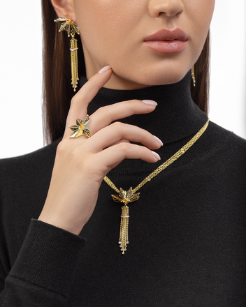 Серьги с желтыми сапфирами и бриллиантами, жёлтое золото, н.керамика 2