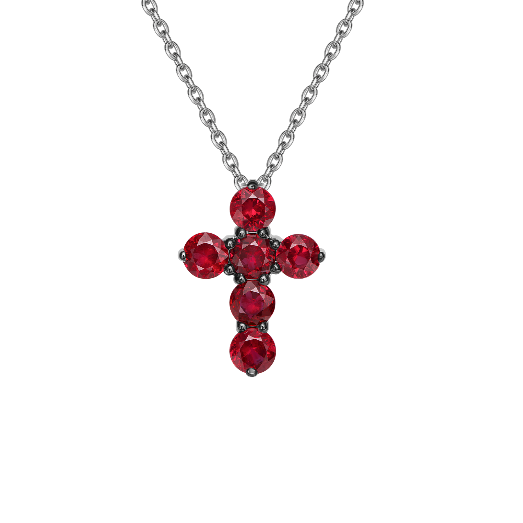 Колье с рубинами, белое золото