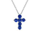 Колье с сапфирами и бриллиантом, белое золото