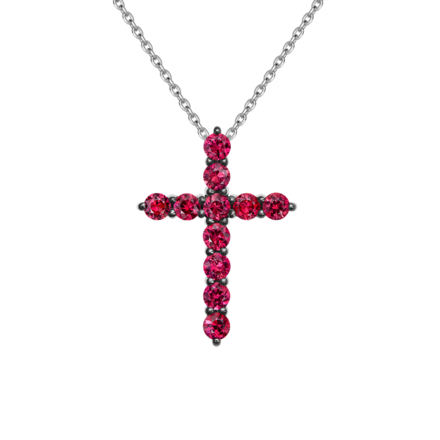 Колье с рубинами и бриллиантом, белое золото