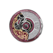 Кольцо с бриллиантами и рубинами, белое золото, н.керамика