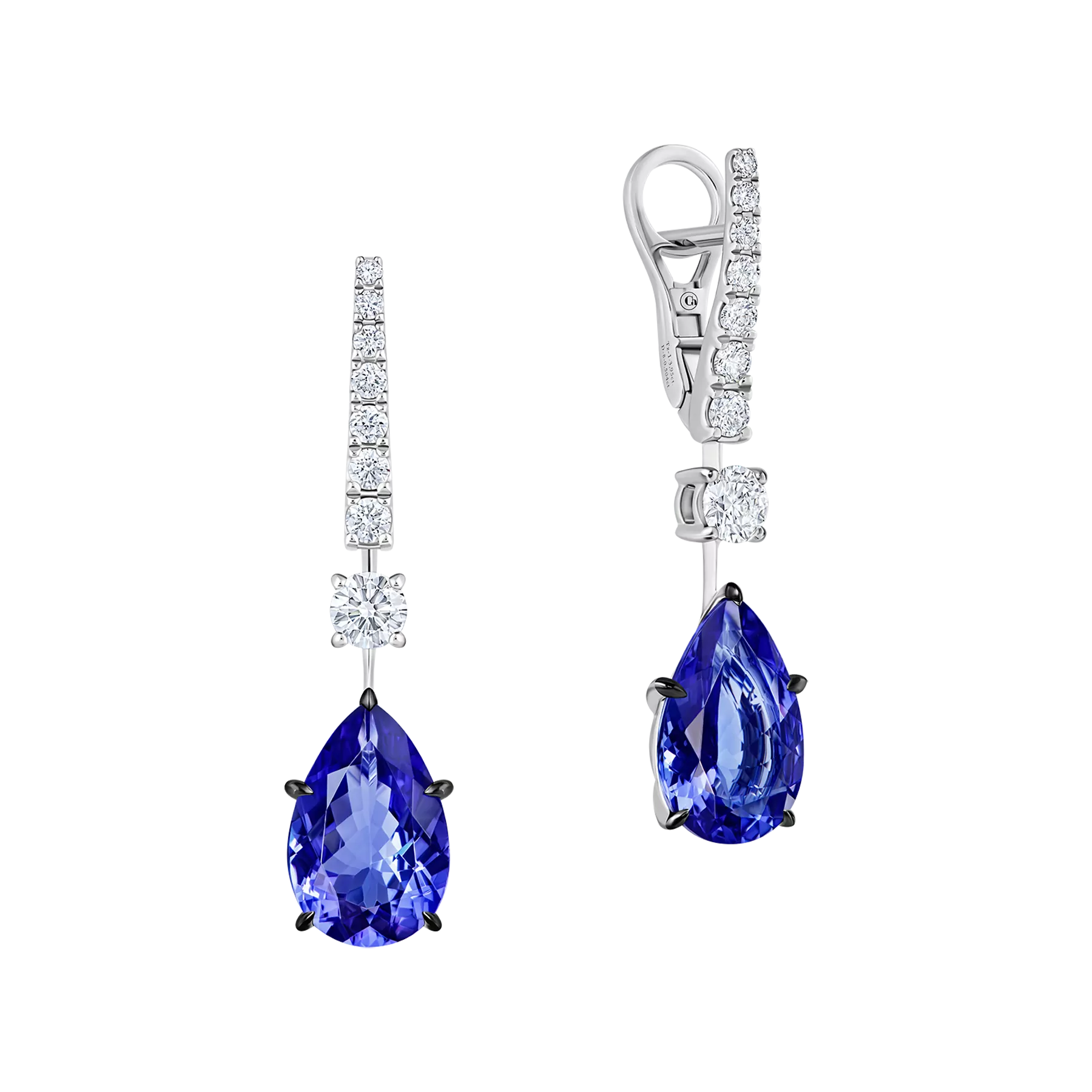 Серьги с танзанитами и бриллиантами, белое золото