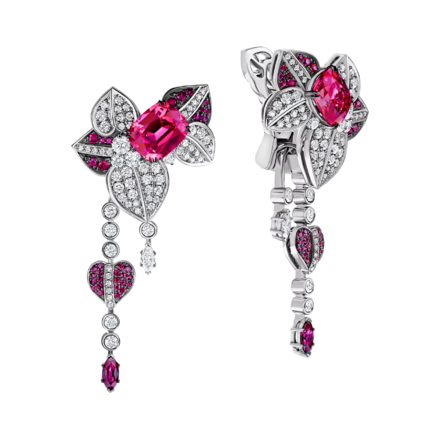 Серьги со шпинелью, рубинами и бриллиантами, белое золото 2