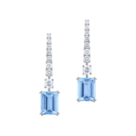 Серьги с аквамаринами и бриллиантами, белое золото 2