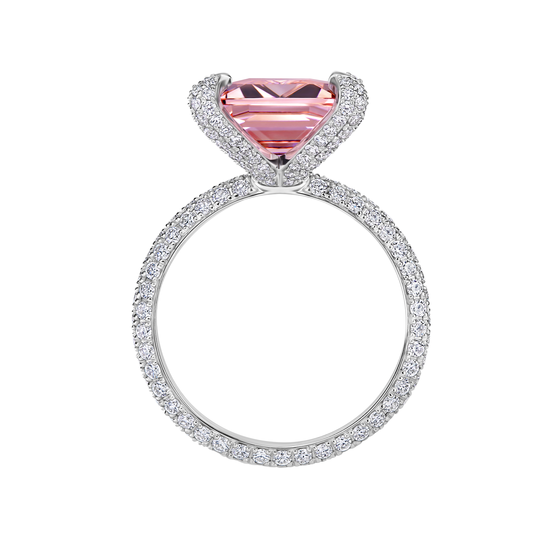 Кольцо с морганитом и бриллиантами, белое золото