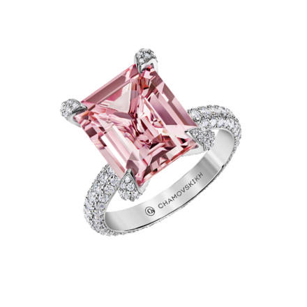 Кольцо с морганитом и бриллиантами, белое золото