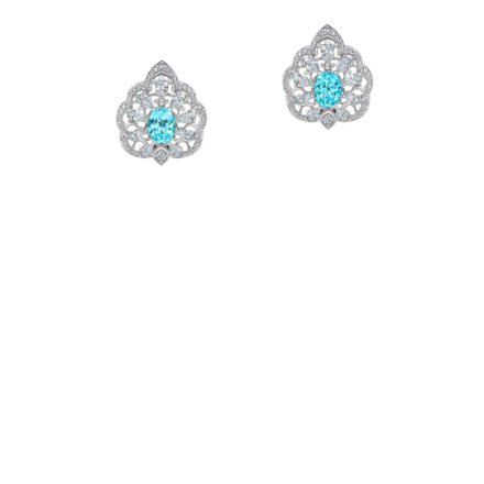 Серьги с турмалинами параиба, бриллиантами и жемчугом, белое золото 2