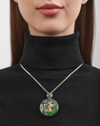 Подвес с бриллиантом, белое и жёлтое золото, н.керамика 2