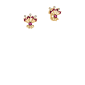 Серьги с рубинами и бриллиантами, красное золото, н.керамика