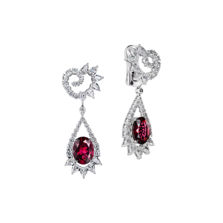 Серьги рубеллитами и бриллиантами, белое золото
