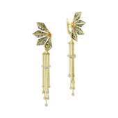 Серьги с желтыми сапфирами и бриллиантами, жёлтое золото, н.керамика