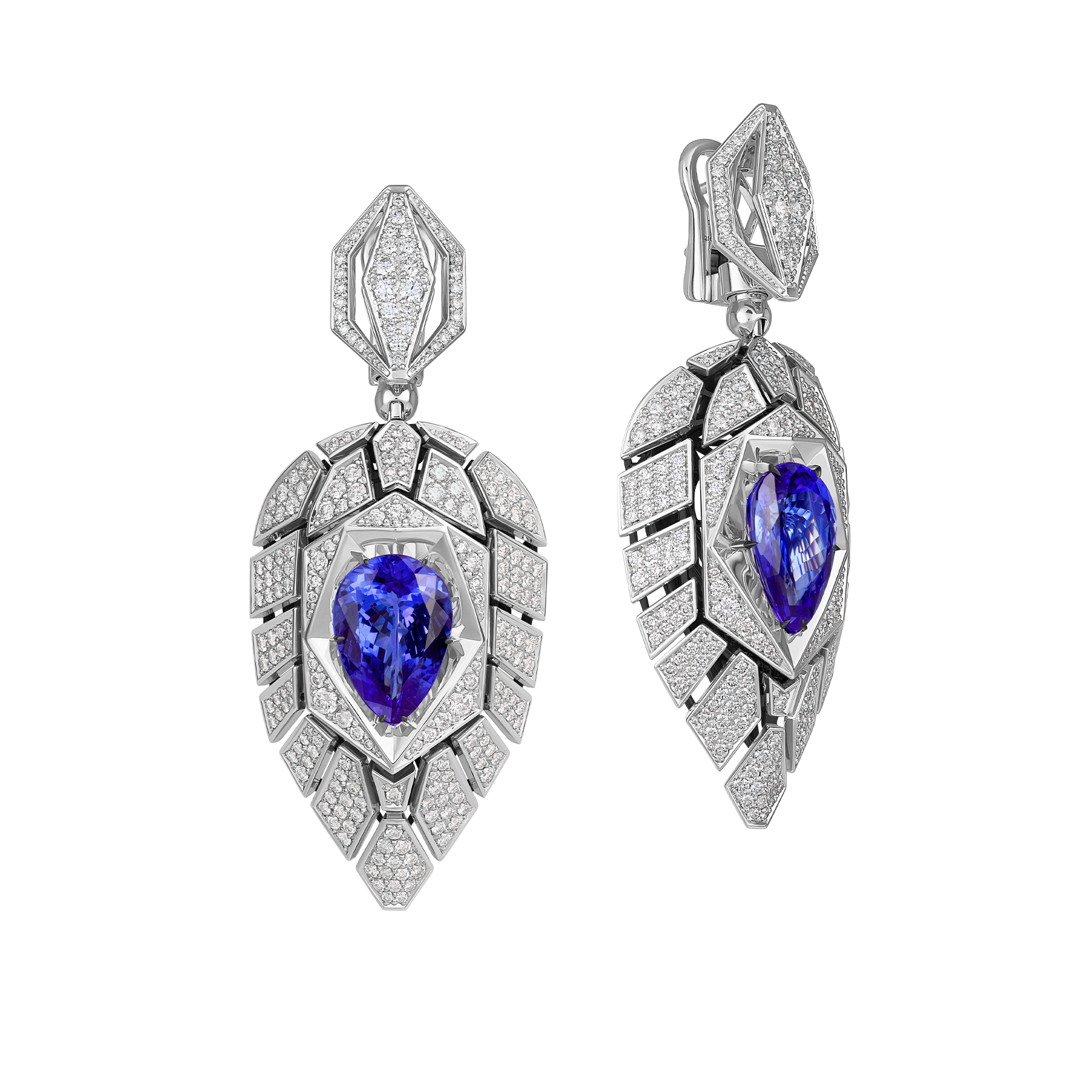 Серьги с танзанитами и бриллиантами, белое золото