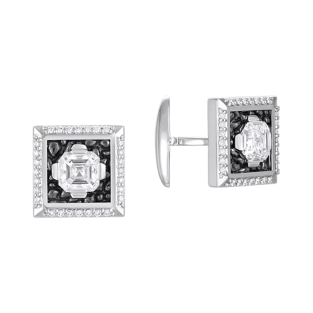 Запонки с бриллиантами, белое золото