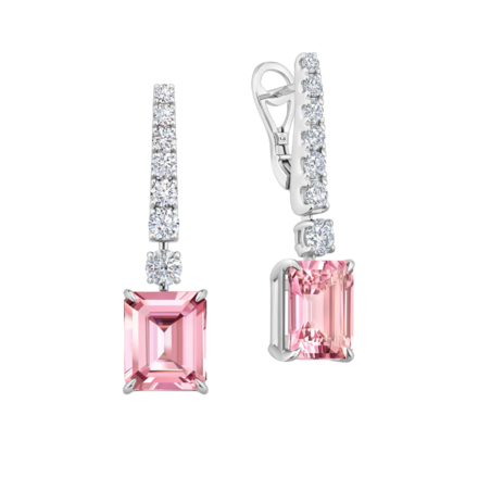 Серьги с морганитами и бриллиантами, белое золото