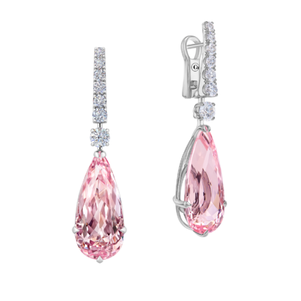 Серьги с морганитами и бриллиантами, белое золото