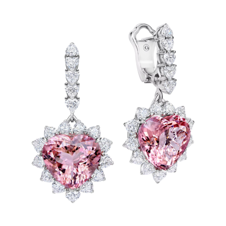 Серьги с морганитами и бриллиантами, белое золото