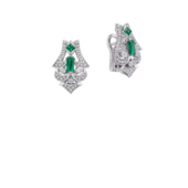 Серьги с турмалинами верделитами, бриллиантами и изумрудами, белое золото