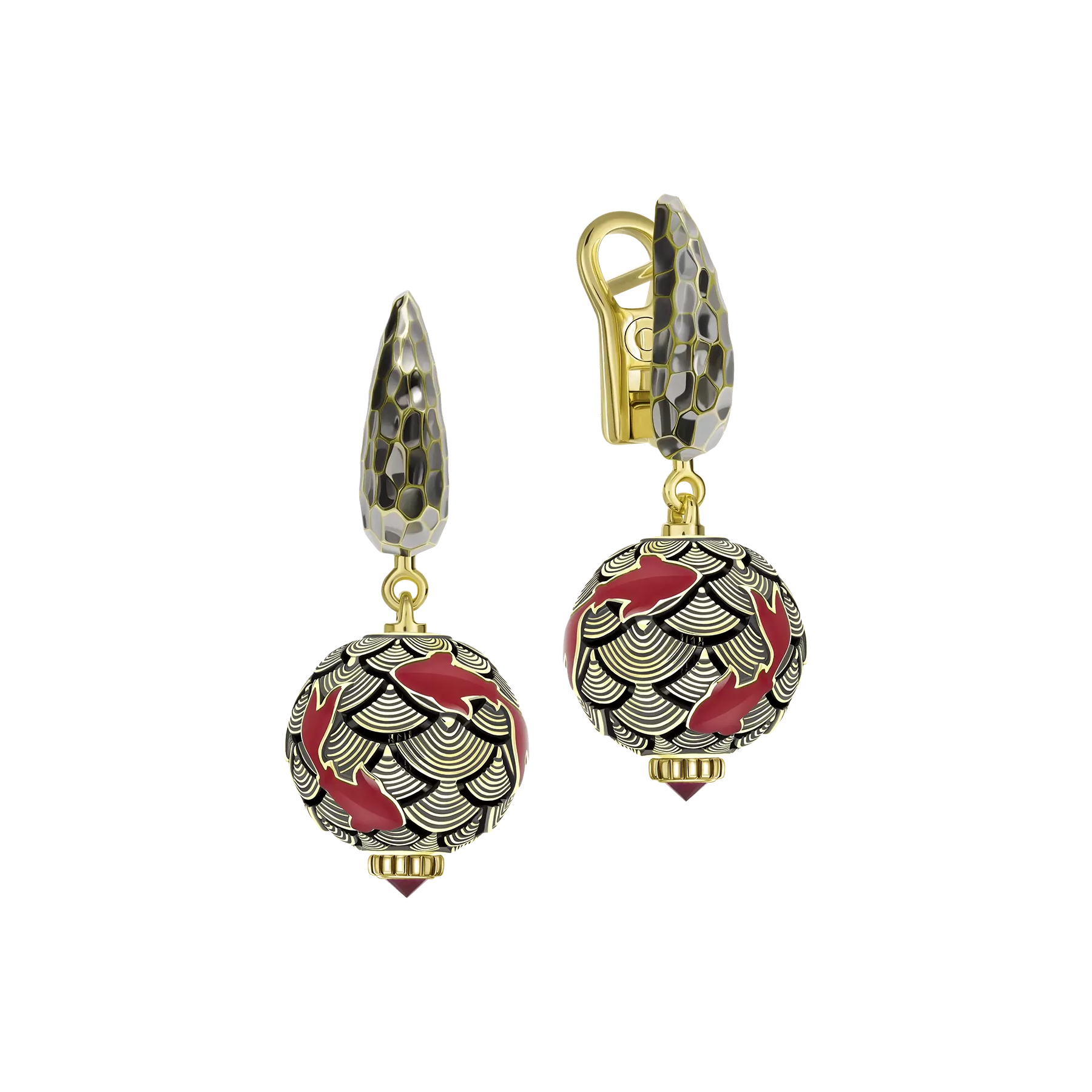 Серьги с рубинами, желтое золото, н.керамика