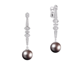 Серьги с аквамаринами, жемчугом и бриллиантами, белое золото