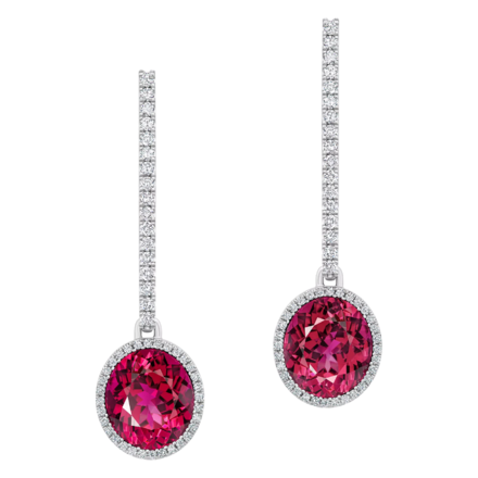 Серьги с рубеллитами и бриллиантами, белое золото