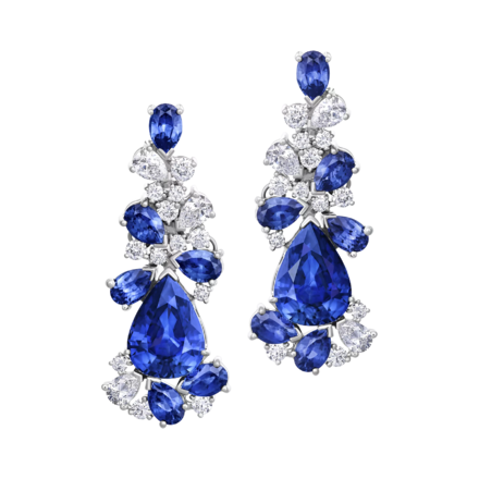 Серьги с сапфирами и бриллиантами, белое золото
