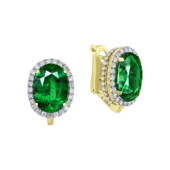 Серьги с изумрудами и бриллиантами, жёлтое золото