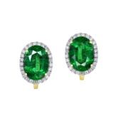 Серьги с изумрудами и бриллиантами, жёлтое золото