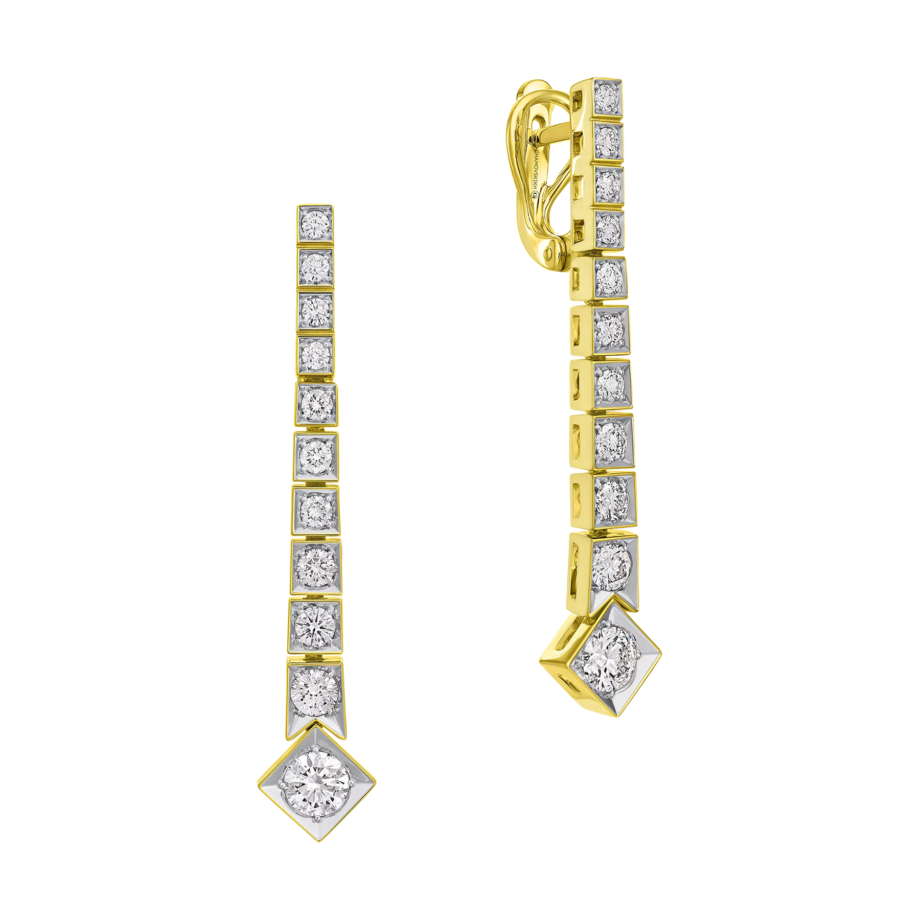 Серьги с бриллиантами, жёлтое золото