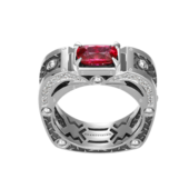 Кольцо с рубином и бриллиантами, белое золото
