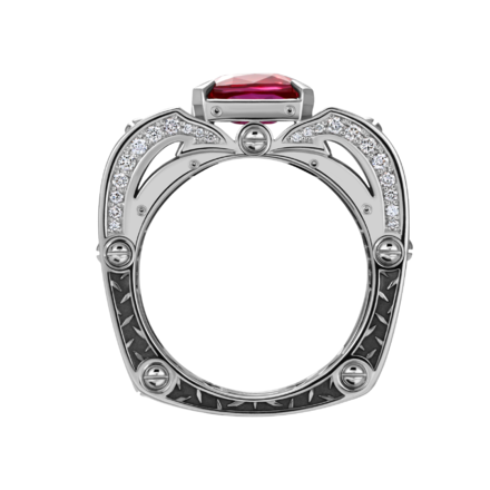 Кольцо с рубином и бриллиантами, белое золото 3