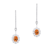 Серьги со спессартинами и бриллиантами, белое золото