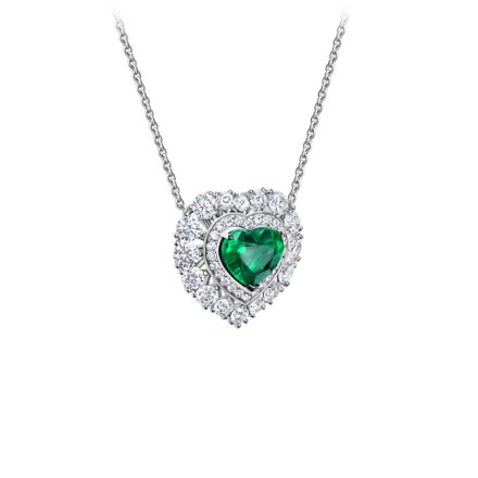 Колье с изумрудом и бриллиантами, белое золото 2