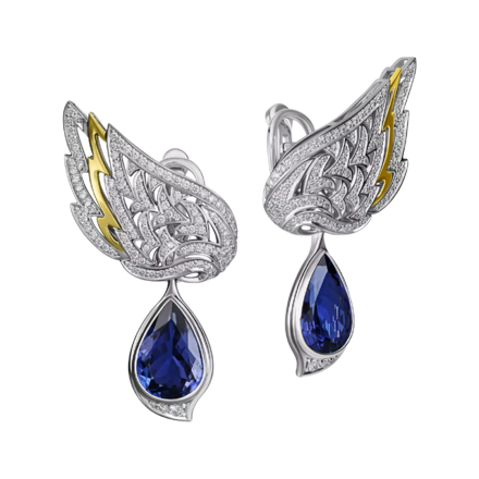 Серьги с танзанитами и бриллиантами, белое золото