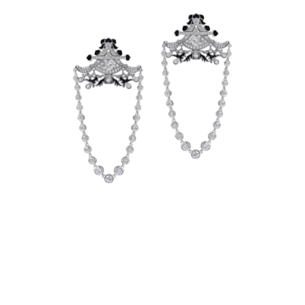 Серьги с опалами, бриллиантами и жемчугом, белое золото 5